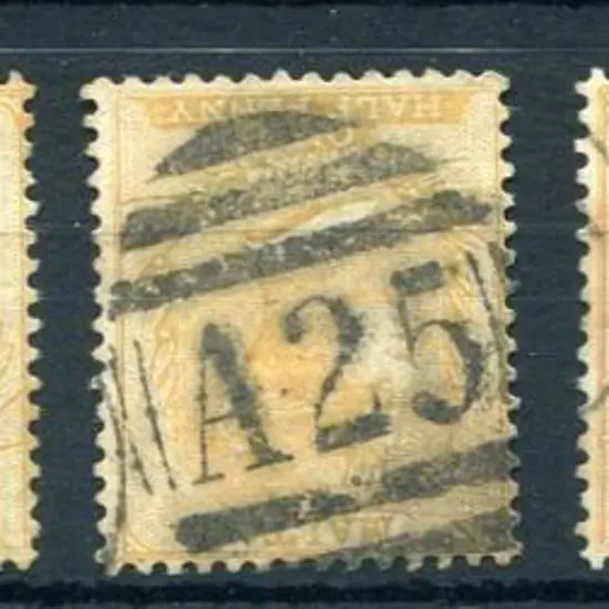 Malta 1863/81 ½d QV in 5 different shades with A25 ...