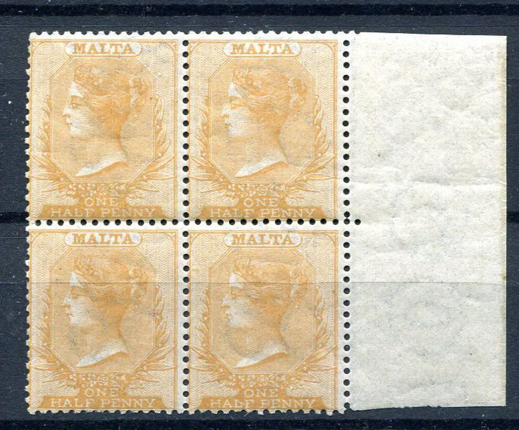 Malta 1863/81 ½d bright orange yellow QV right ... Image 1++