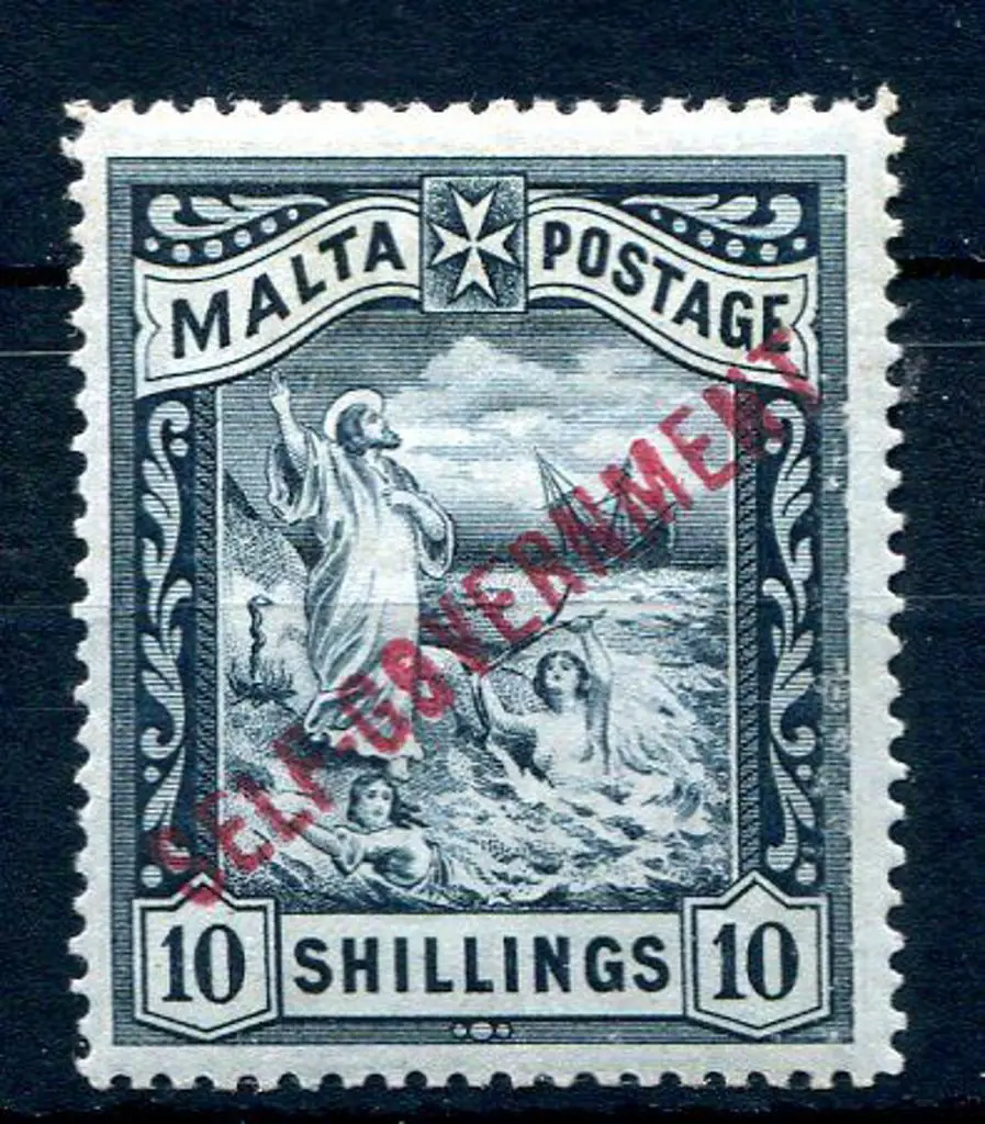Malta 1922 10/- blue black "Malta Postage" ... Image 1++
