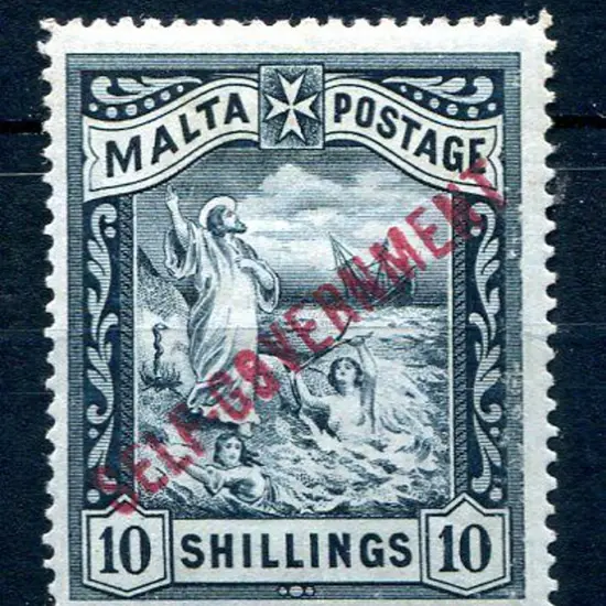 Malta 1922 10/- blue black "Malta Postage" ...
