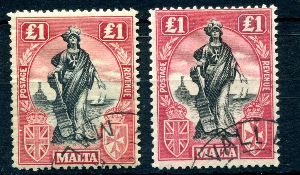 Malta 1922 £1 St Paul with wmk sideways & wmk ... Image 1++