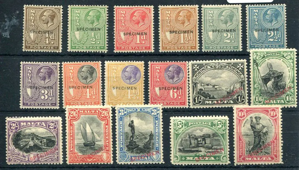 Malta 1926/27 "Postage" pictorials to 10/- ovptd ... Image 1++