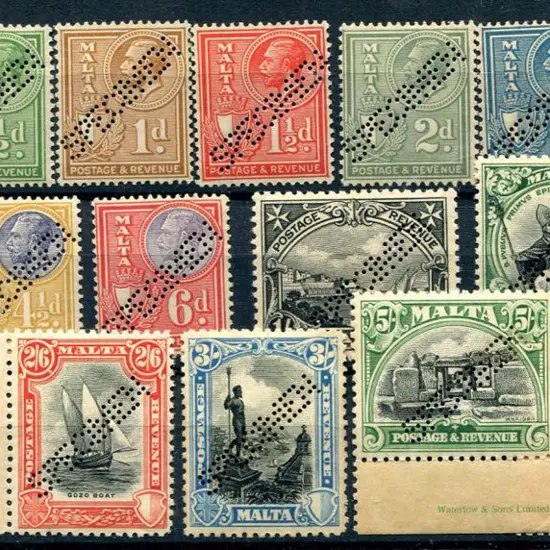 Malta 1930 "Postage & Revenue" set of 17 to 10/- ...
