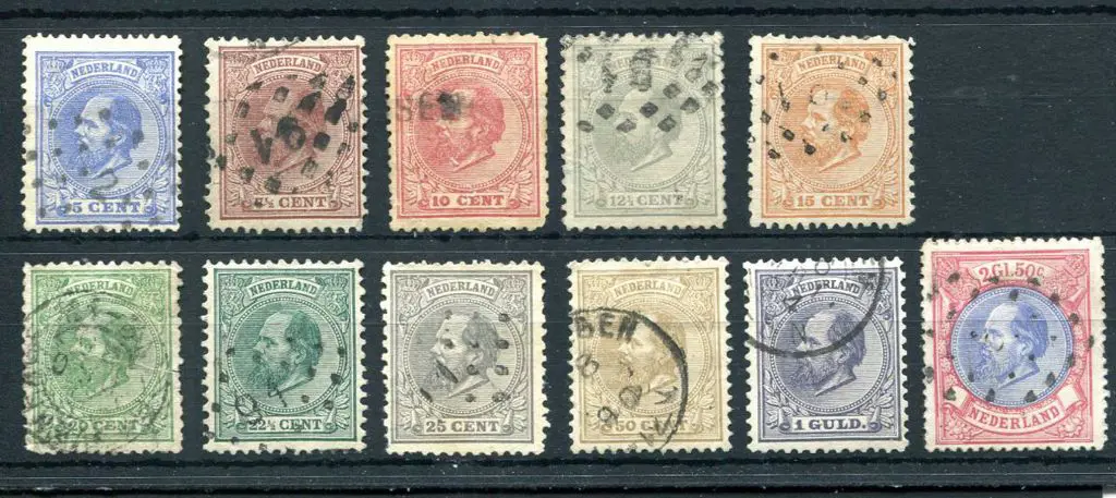 Netherlands 1872 King William III simplified set ... Image 1++