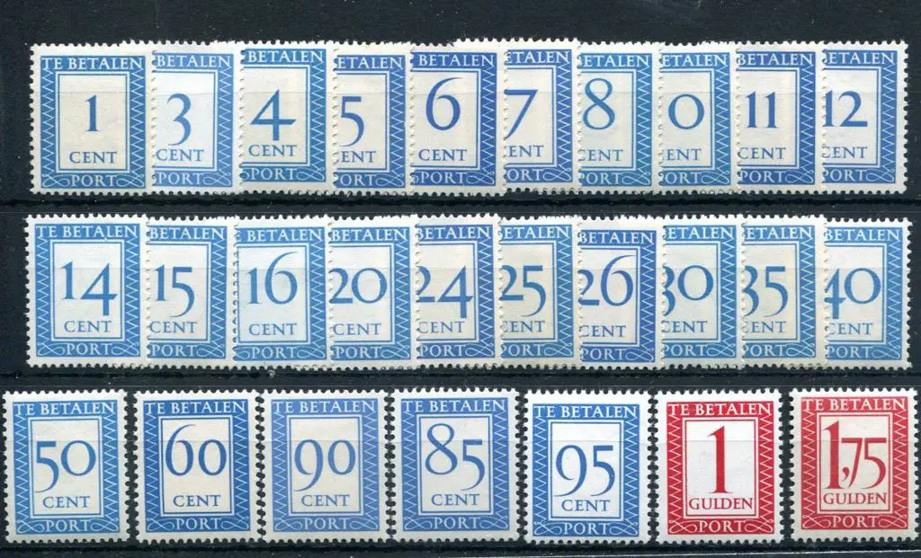 Netherlands 1947 Postage Due complete set of 27. ... Image 1++