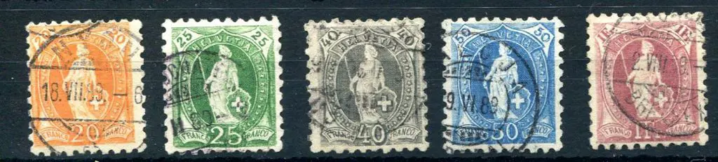Switzerland 1882/1903 "Standing Helvetias" perf. ... Image 1++