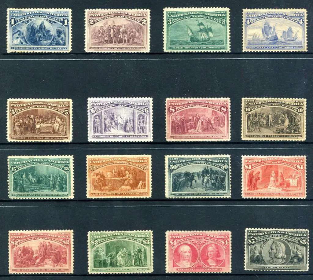 USA 1893 1c to $5 Columbus complete set of 16. ... Image 1++