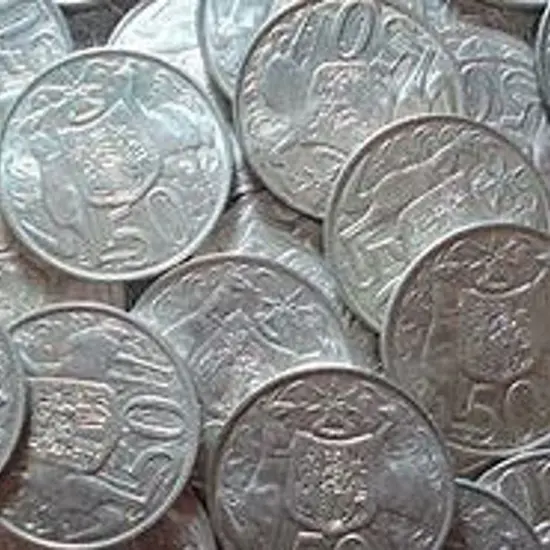 1966 50c round coins x 200.
