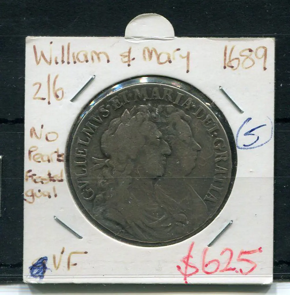 England 1689 William & Mary Half Crown. VF Cost ... Image 1++