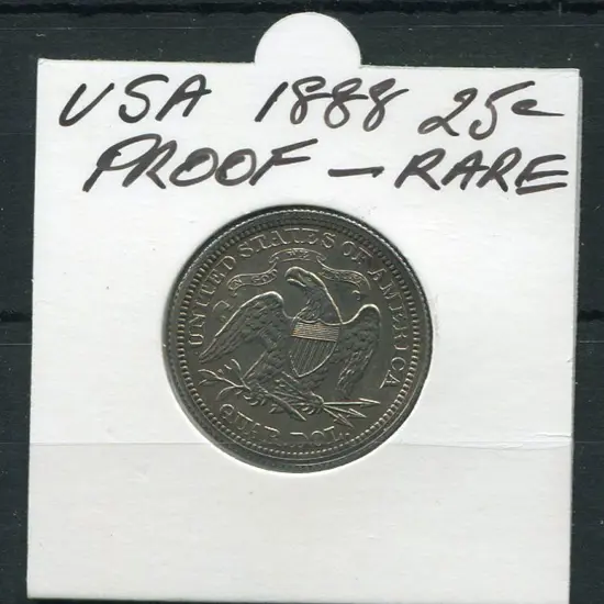 USA 1888 25c Quarter Dollar proof. Rare.