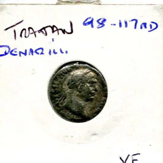 98AD-117AD Trajan Denarius. VF