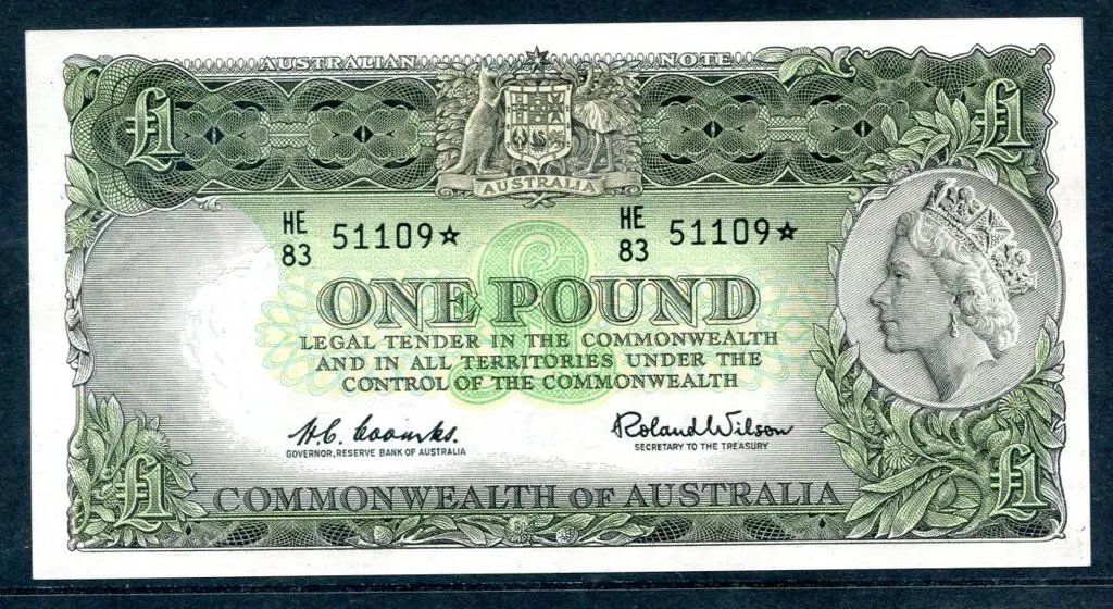 1960 £1 emerald Star note Coombs & Wilson. aUnc ... Image 1++