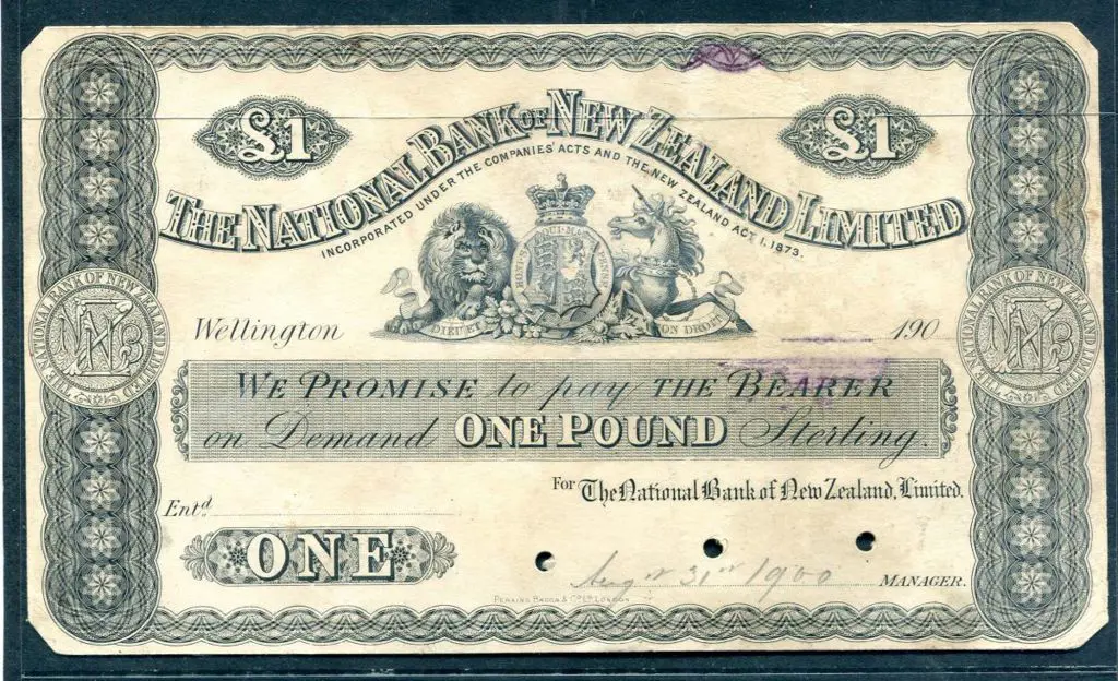 New Zealand 1900 £1 The National Bank of NZ Ltd. ... Image 1++