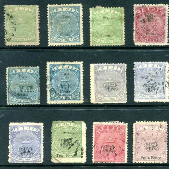 Fiji 1871/77 "C.R." & "V.R." ovpts on "C.R." ...