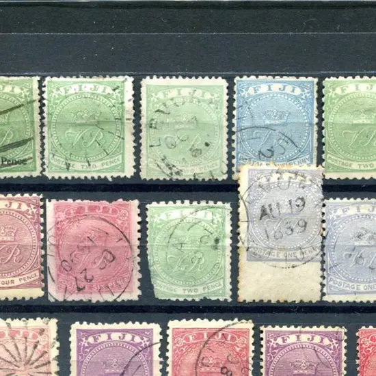 Fiji 1878/99 "V.R." group MLH & used on stockcard ...