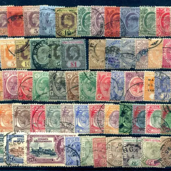 Malaya-Straits Settlements Q-/KGVI used range on ...