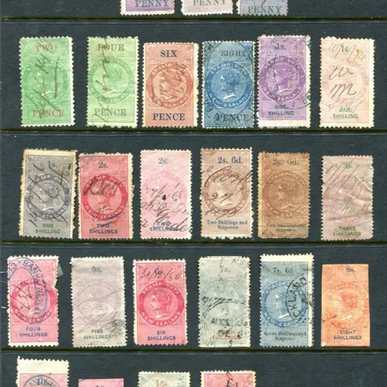 New Zealand QV Stamp Duty 1866 types (25) to £1 ...