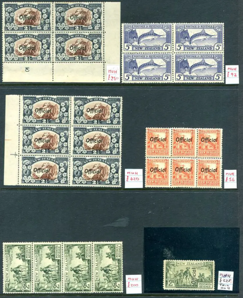 New Zealand 1936/42 Pictorials MUH/MLH group ovptd ... Image 1++