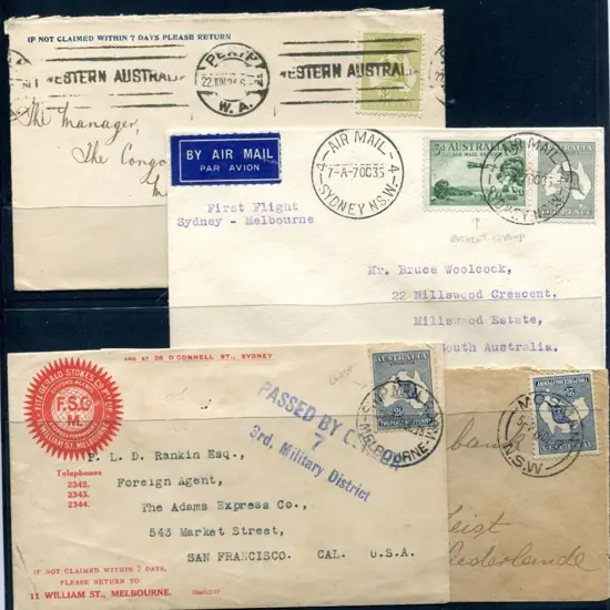 Kangaroos 4 covers comprising 1918 2½d on censored ...