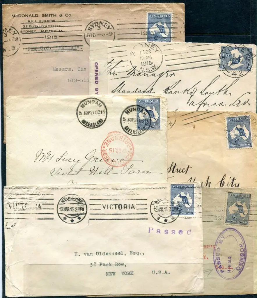Kangaroos All on WWI covers all bearing 2½d & ... Image 1++