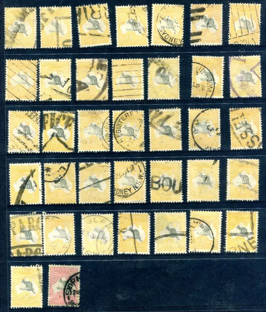 Kangaroos 5/- postally used kangaroos x 36. All ... Image 1++