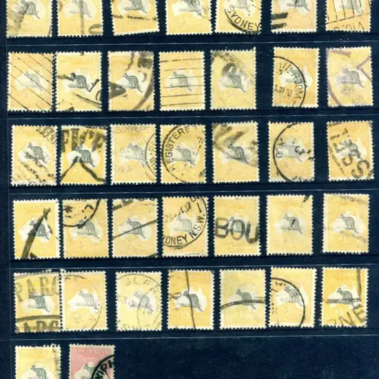 Kangaroos 5/- postally used kangaroos x 36. All ...