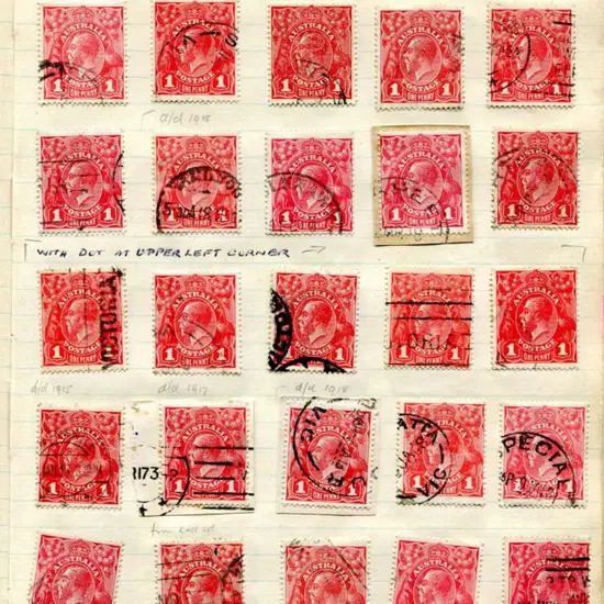 KGV 1d values in old time note book labelled ...