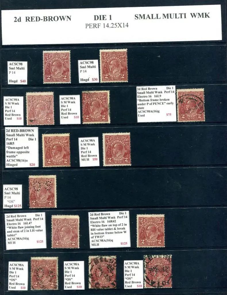 KGV 2d red-brown single crown wmk (7 MLH, 10 ... Image 1++