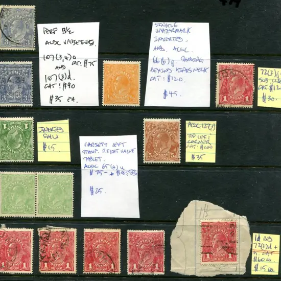 KGV Group of varieties incl ½d orange inverted ...