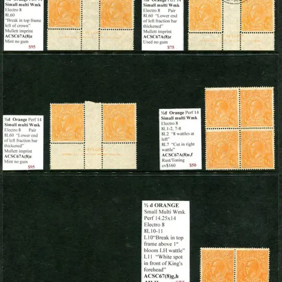 KGV ½d orange single wmk shades MUH, MLH & used ...