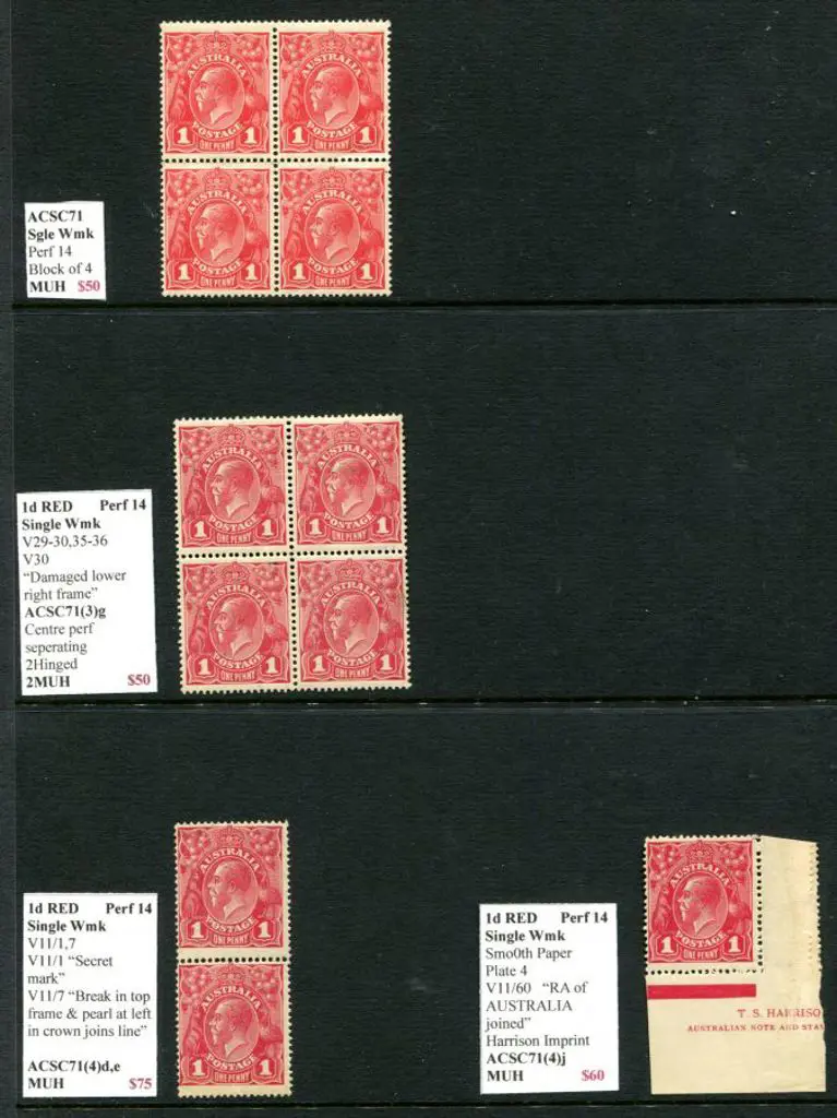 KGV 1d red, single wmk shades MUH/MLH & used (PTSA ... Image 1++