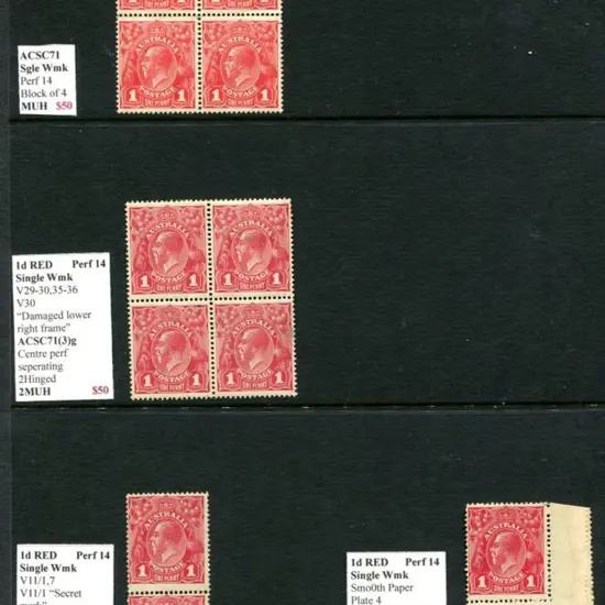 KGV 1d red, single wmk shades MUH/MLH & used (PTSA ...