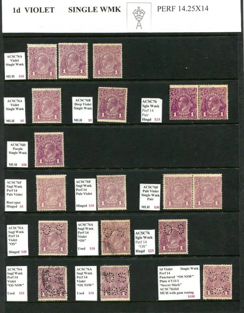 KGV 1d red LMW & 1d violet. Reds with shades MLH & ... Image 1++