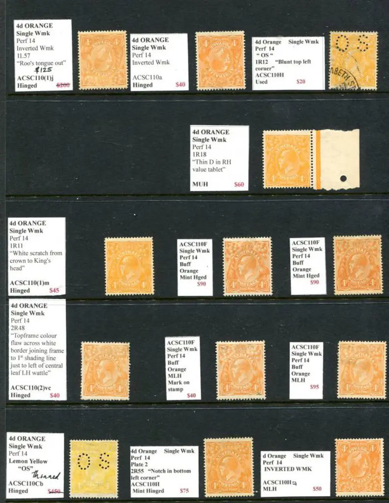 KGV 4d orange shades MUH, MLH & used plus 10 ... Image 1++