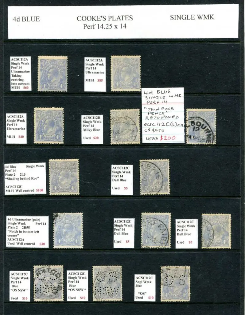 KGV 4d violet & 4d blues with former in shades ... Image 1++