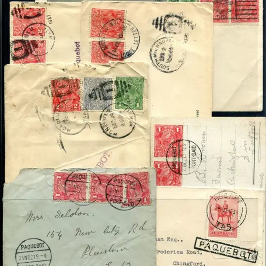 1907-1937 group of cards & covers with Paquebot ...