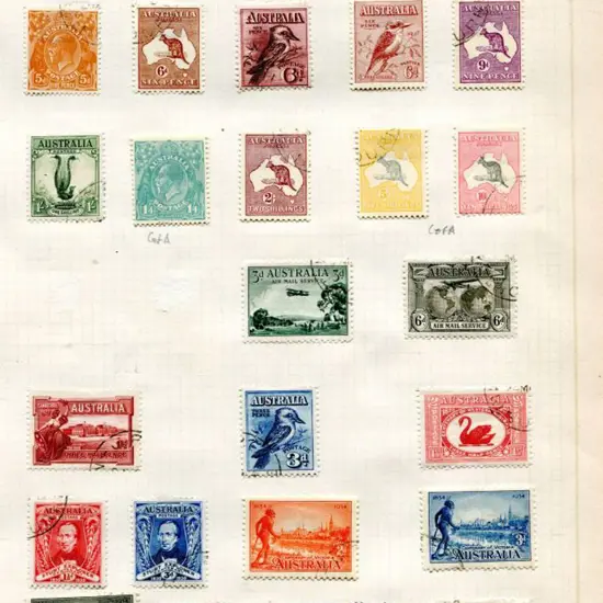 1914-1945 CTO issues mounted on leaves noting 1914 ...