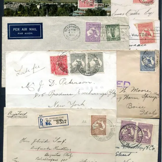 1918-1938 postcards & covers with ½d to 9d ...