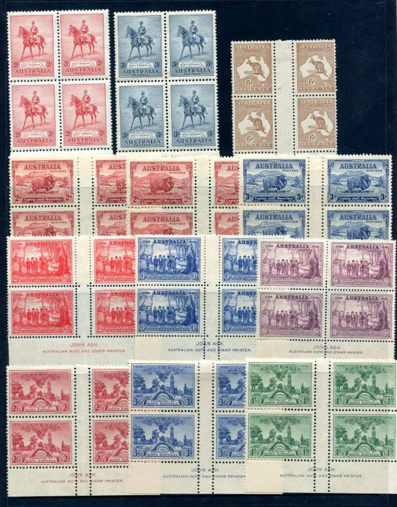 1929-1937 Ash imprint blocks with nearly all MUH ... Image 1++