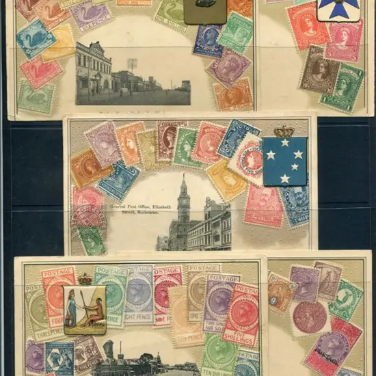 States "V.S.M." Embossed Picture Postcards showing ...