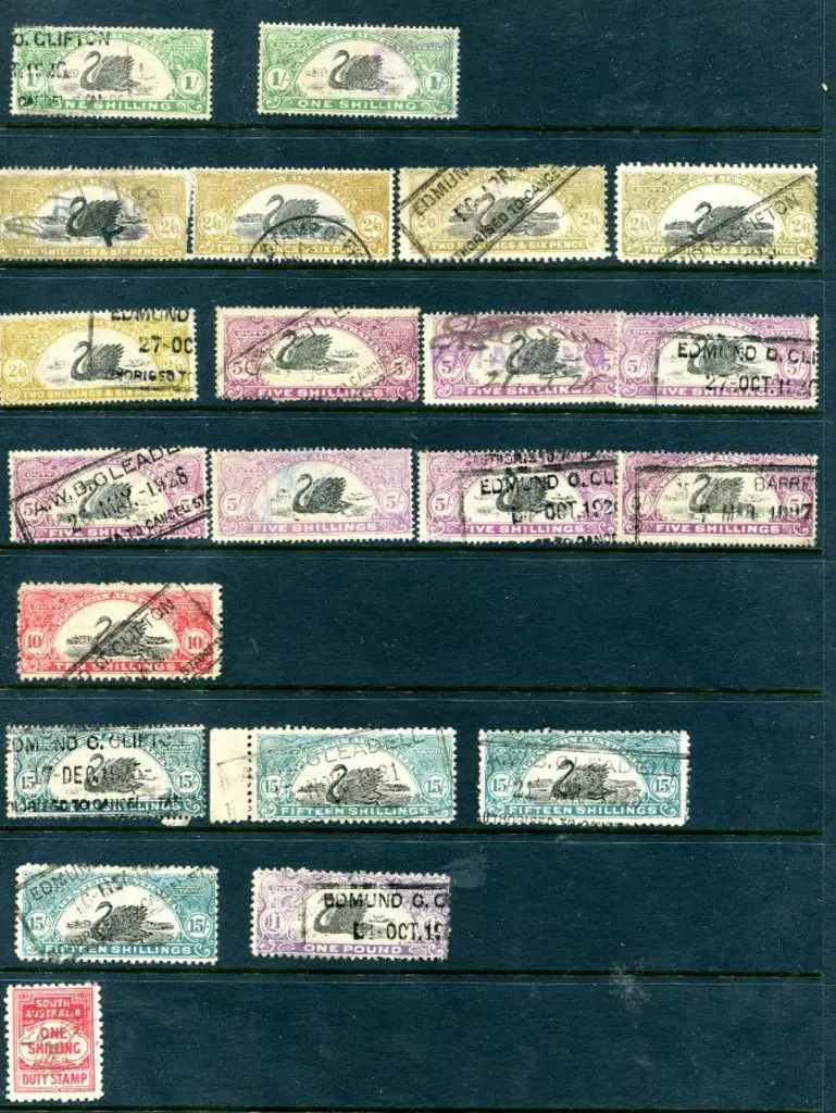 Duty Stamps Long swan bicoloured types with vals ... Image 1++