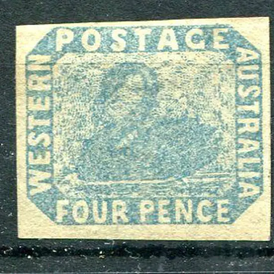 1854 4d pale blue 4 margin imperf. Unused without ...