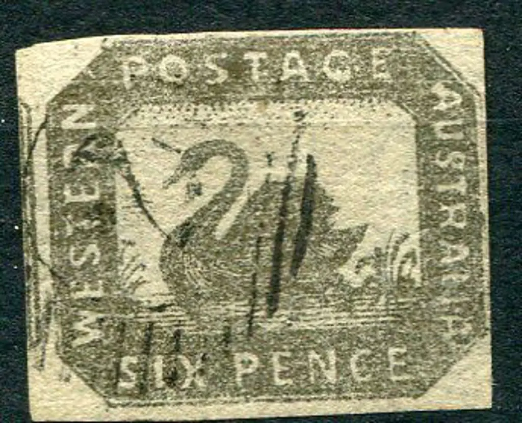 1859 6d grey-black imperf swan with 4 clear ... Image 1++