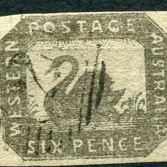 1859 6d grey-black imperf swan with 4 clear ...
