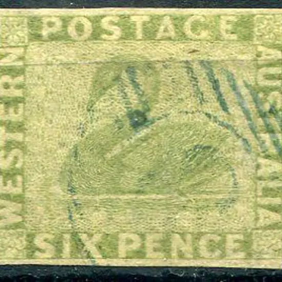 1861 6d sage-green swan with 3 close but clear ...
