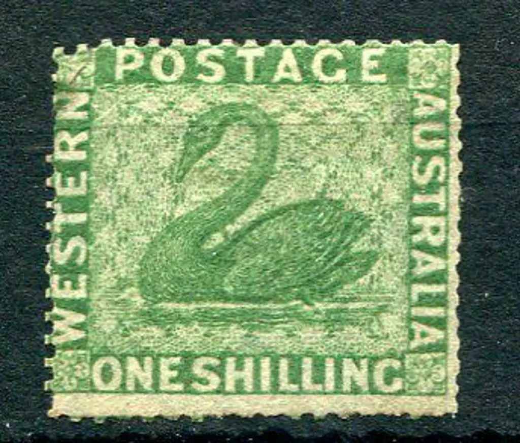 1861 1/- yellow-green intermediate perf 14-16. MLH ... Image 1++
