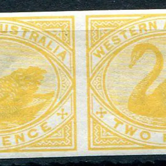 1882/95 3d pale bright yellow swan imperforate ...
