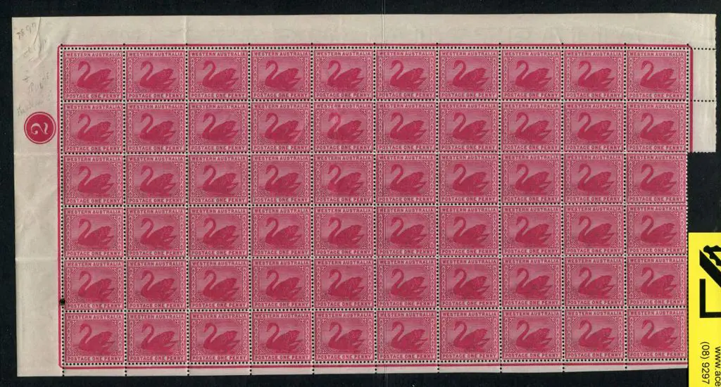 1898 1d carmine, Plate 2, C/WA wmk in complete ... Image 1++