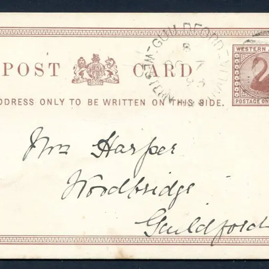 1898 (7th Oct) ½d brown Swan Post Card (PC1) ...