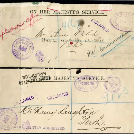 1898 (12th Dec) & 1900 (27th Feb) Registered OHMS ...